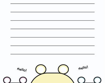 Cute Bear Stationery Printable, Kawaii Writing Paper, A4 & US Letter, Digital Download, Kids Letter Paper, Instant Download