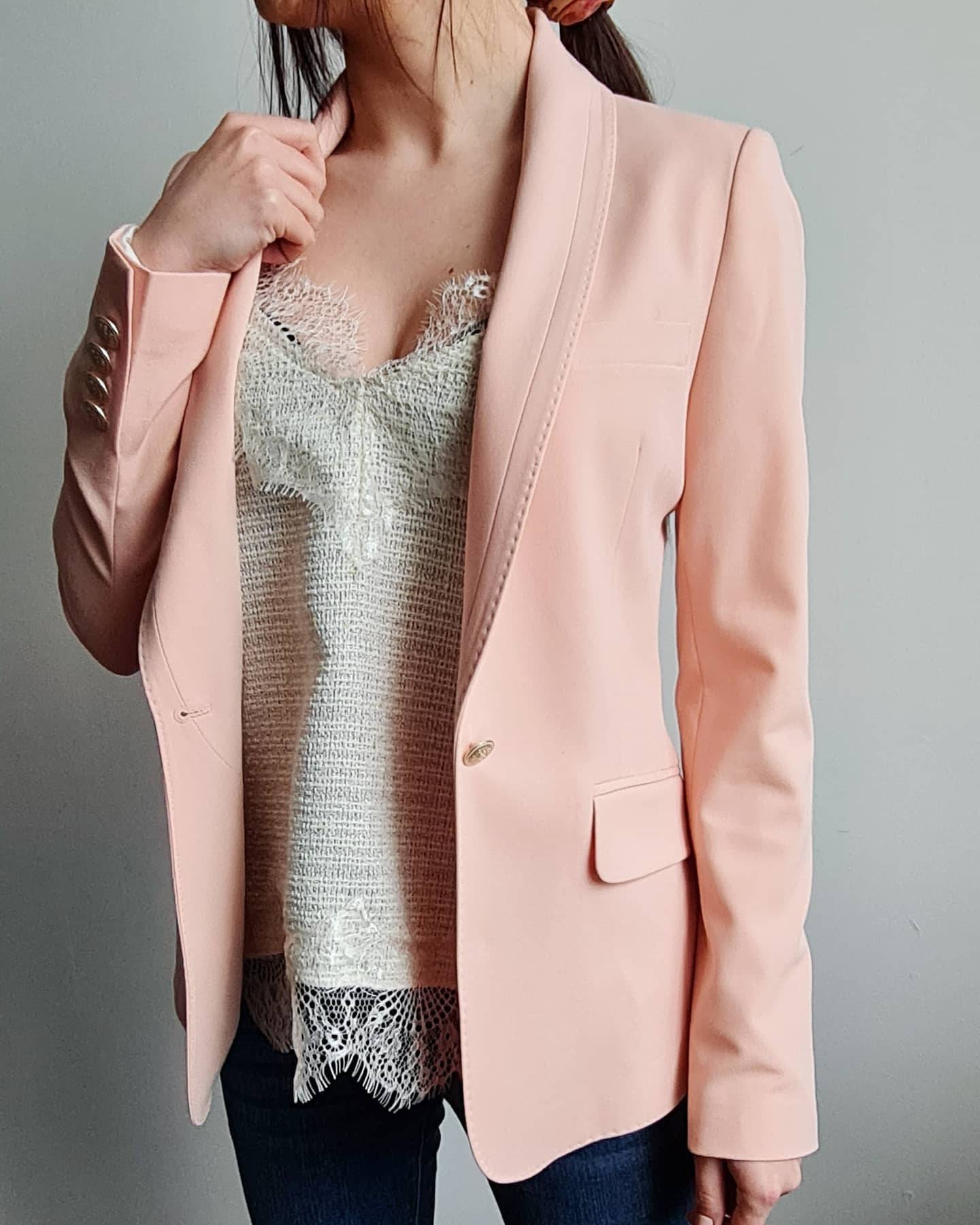 Women Powder Peach Blazer /women Blazer /women suit/women jacket/women Coat