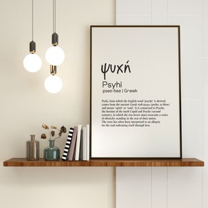 GREEK POSTER Psyhi Greek word definition quote print wall art Greek wall decor
