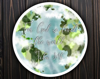 John 3:16 sticker, Faith sticker, Christian sticker, Biblical Sticker, Water bottle sticker, Laptop sticker
