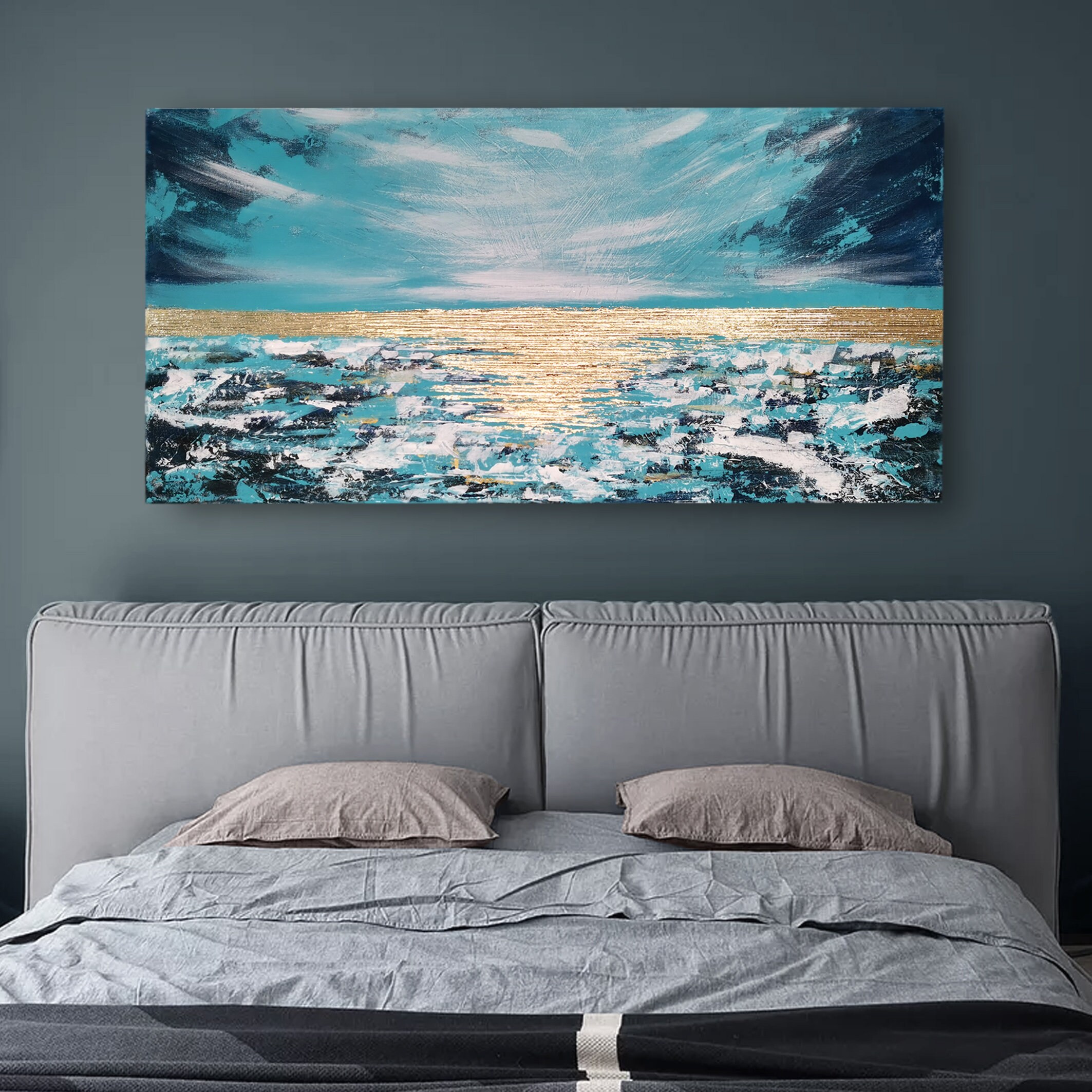 Turquoise home decor Foyer wall decor Master bedroom art Etsy