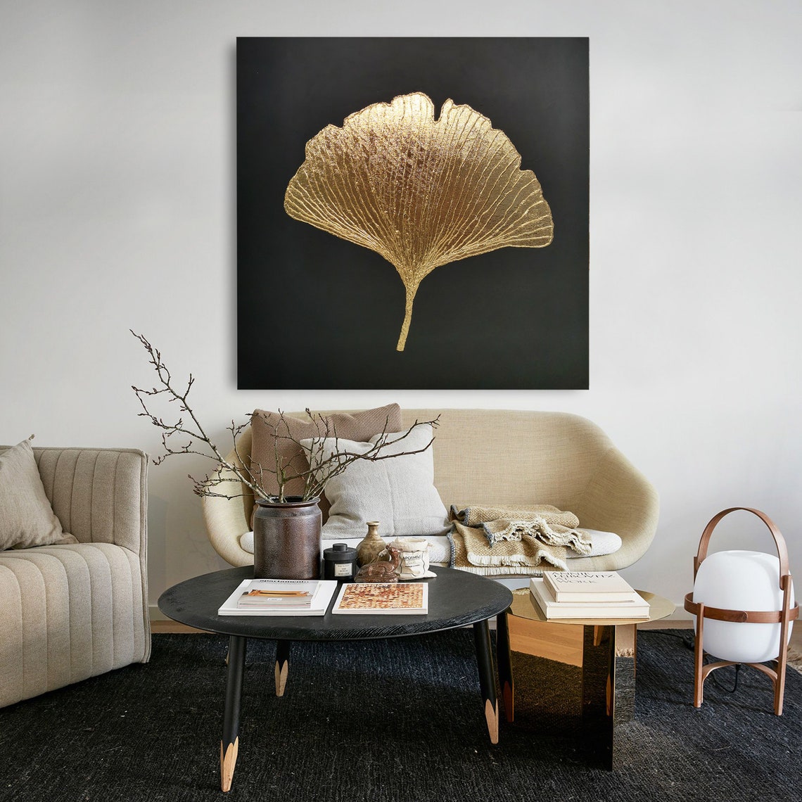 Ginkgo art gold Leaf wall art Foyer wall decor Master bedroom Etsy