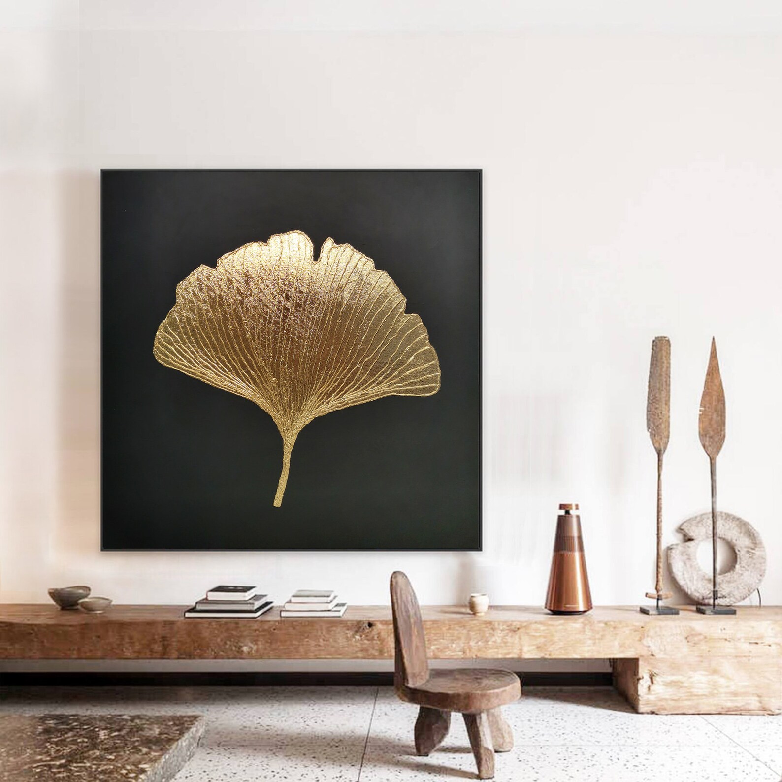 Ginkgo art gold Leaf wall art Foyer wall decor Master bedroom Etsy
