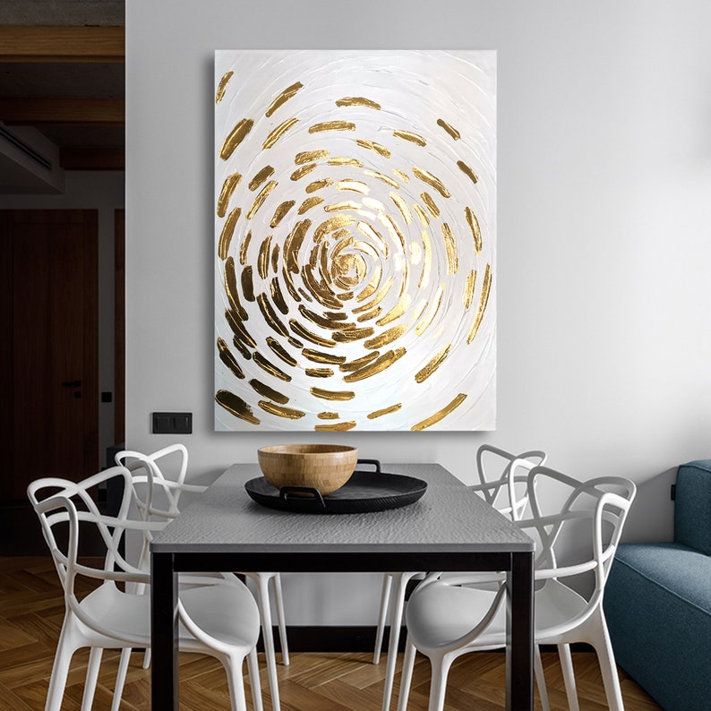 Gold Leaf Painting Wall Art Foyer Wall Decor Master Bedroom Etsy