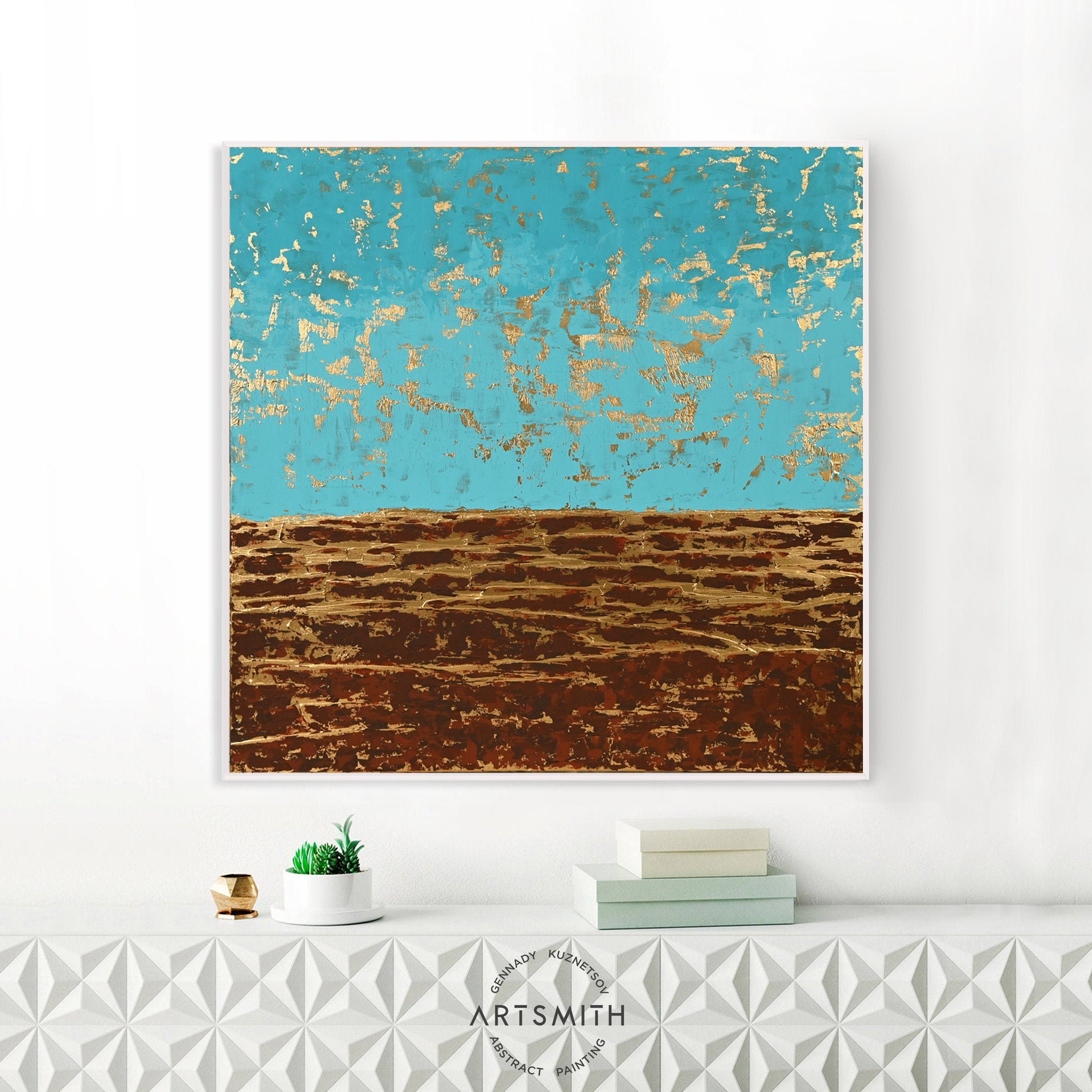 Turquoise Home Decor Turquoise Wall Decor Artwork Sky Abstract Etsy