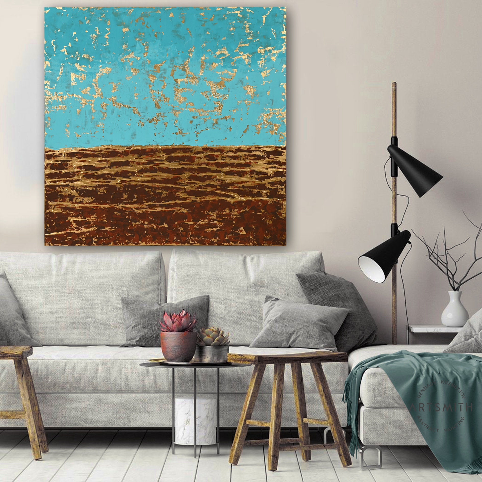 Turquoise Home Decor Turquoise Wall Decor Artwork Sky Abstract Etsy