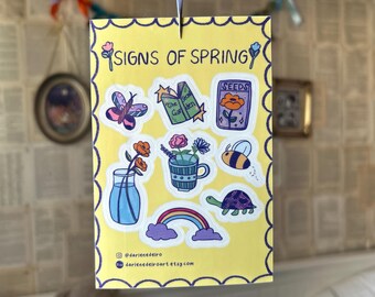 Spring Sticker Sheet | Hello Spring | Springtime Stickers | Seasonal Stickers | Sticker Sheets | Laptop Sticker Sheets | Cute Sticker Sheets