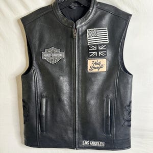 CUSTOM Harley Davidson Eagle Leather Biker Motorcycle Vest Small S HD Patches