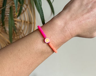 The Neon Edit | Orange | Elasticated Bead Bracelet