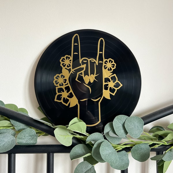 Vinyl Record | Repurposed | Floral Rock Fist