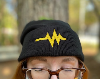 Pulsera Digimon Vital Pulse Gorro con logo con puños / Pulsemon ¡Sombrero de invierno bordado en negro!