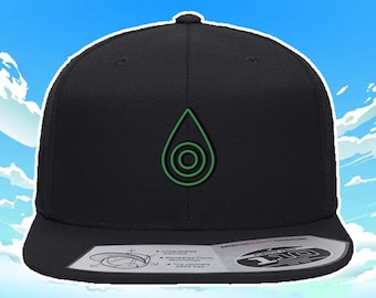 Gorra de béisbol bordada con el escudo de Serenity de Digimon Adventure, color negro liso. Gorra flexible con hilo verde.