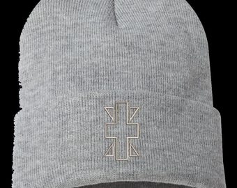 Gorro con logo en puños con el emblema de la fiabilidad de Digimon. Gorro de invierno bordado en negro, blanco o gris jaspeado. ¡Envía un mensaje para realizar pedidos personalizados!