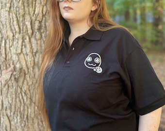 Polo Digimon Mameo / Digimon World: Next Order inspirado en el polo negro bordado / Top unisex elegante y deportivo