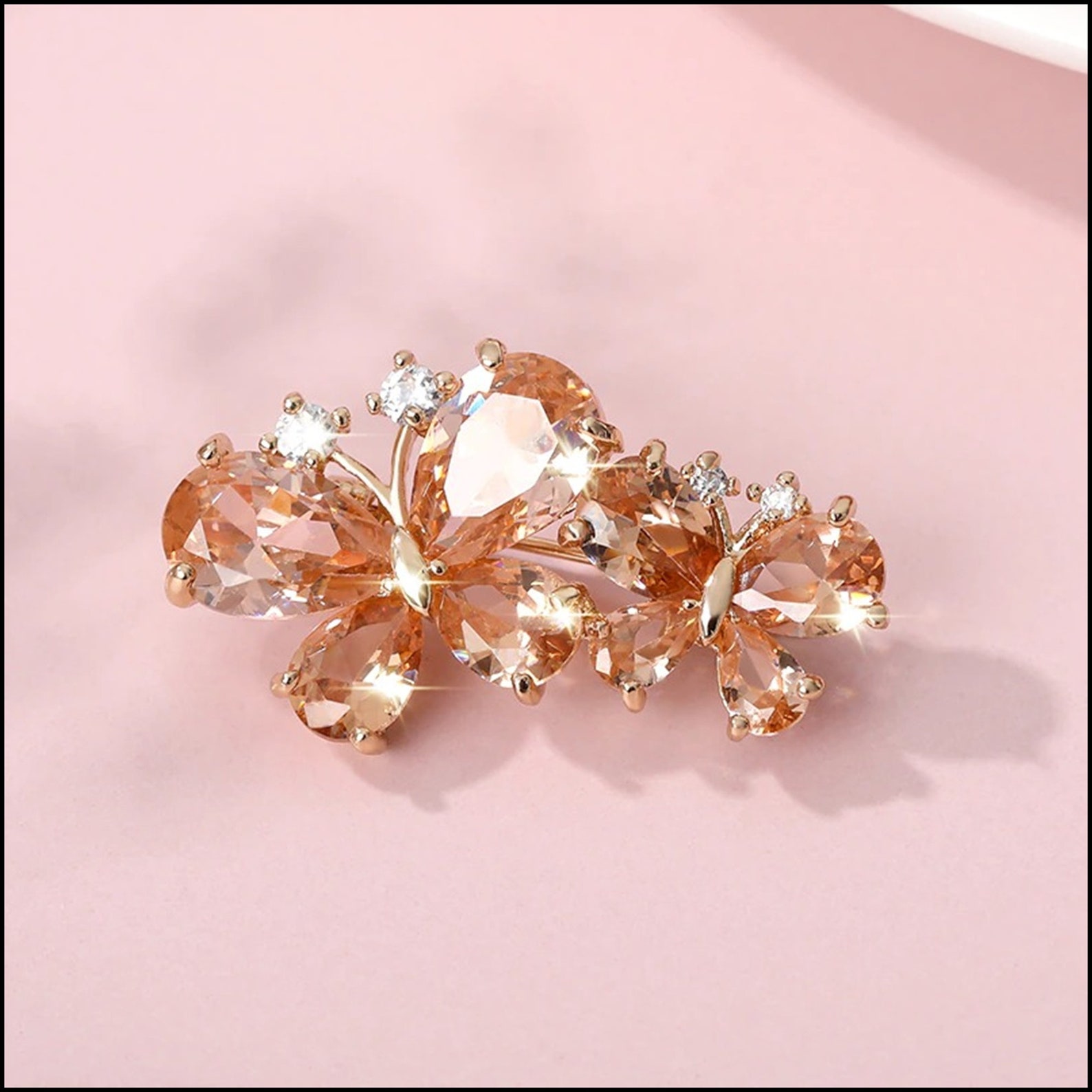 HOT Pink Rhinestone Brooches for Women Butterfly Brooch Etsy