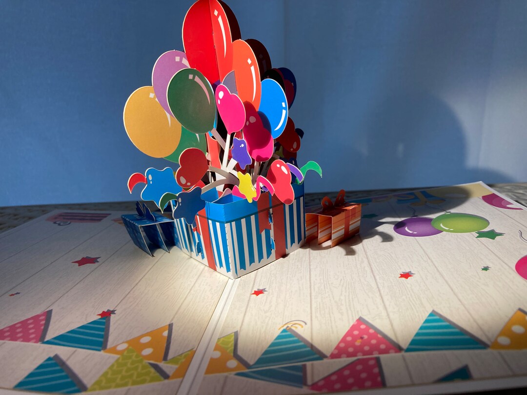 Pop up 3D Beautiful Balloons and Presents Birthday Card - Etsy