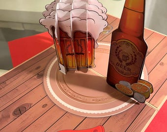 Pop up 3D pint of beer card and a slice of lime - perfect card for Father's Day