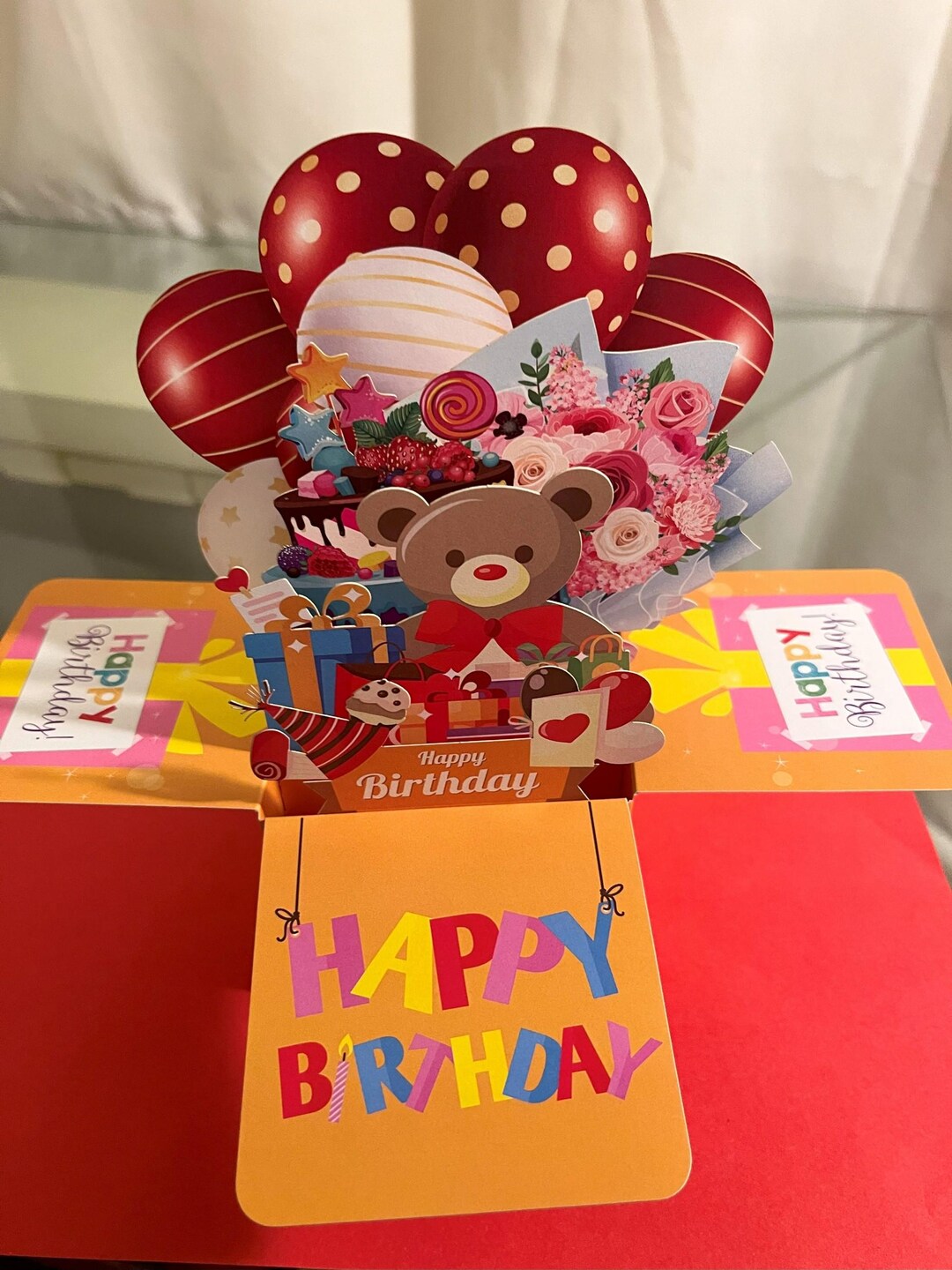 3D Pop up Happy Birthday Teddy Box Card - Etsy