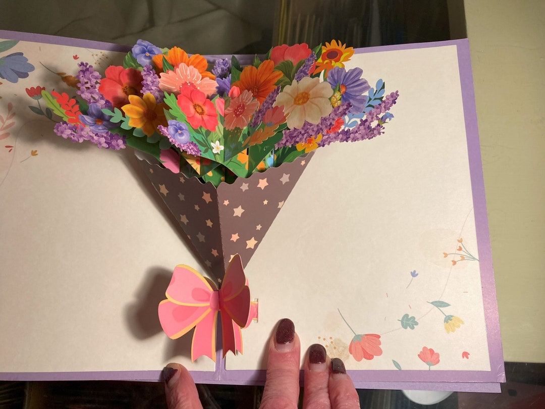 Pop up 3D Beautiful Multi-colour Flower Bouquet Card - Etsy