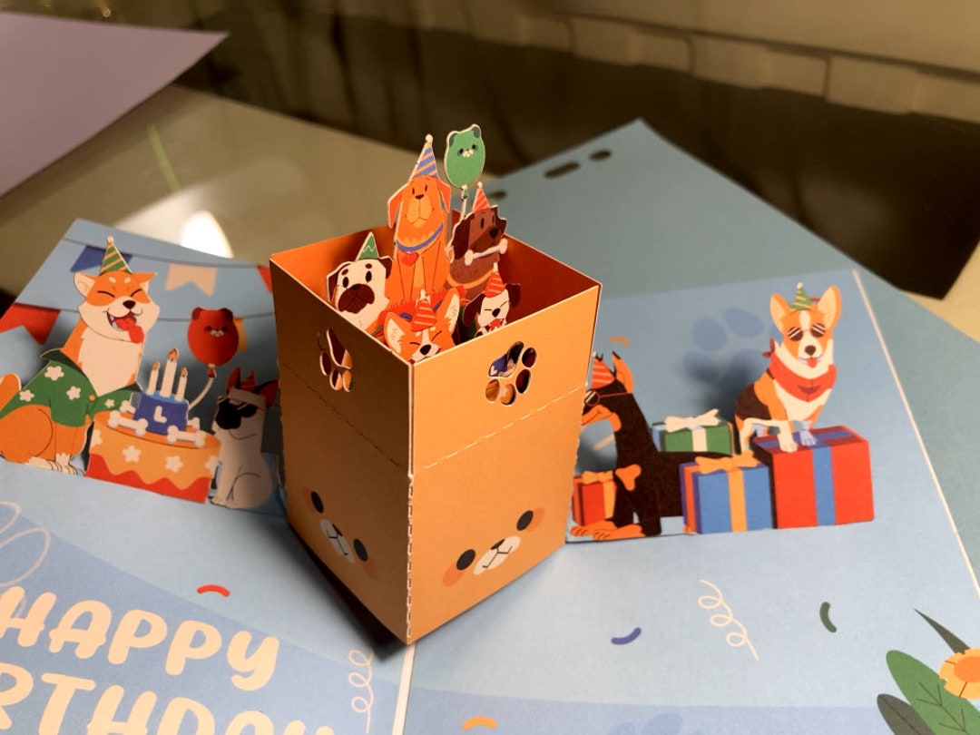 Pop up 3D Cute Dogs Playing Birthday Card - Etsy UK