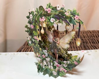 Pop up 3D beautiful green Fairy card