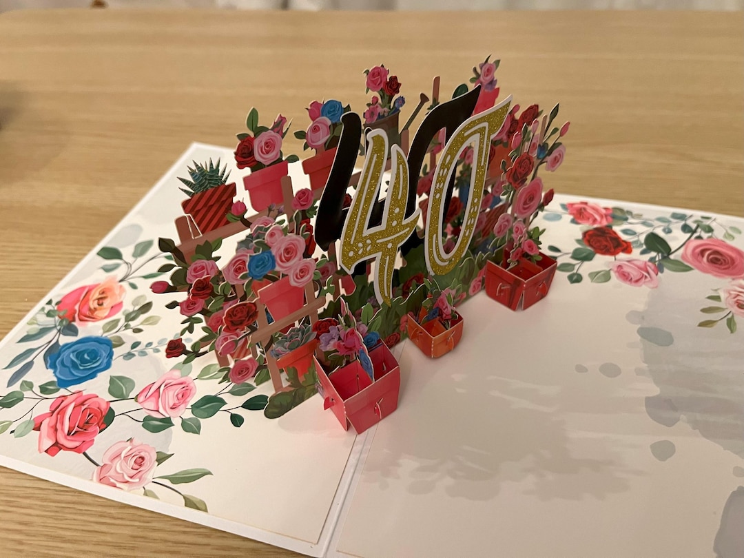 3d Pop up Happy 40th Birthday Flower Card - Etsy