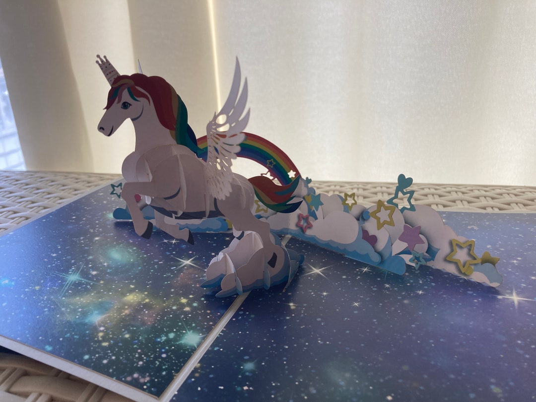 Pop up 3D Unicorn and Rainbow Card - Etsy