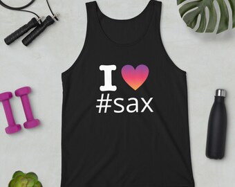 New York Style Sax Logo Jazz T Shirt Yoga T Shirt Gift For Jazz Lovers. I Love Sax Razorback Workout Tank Top