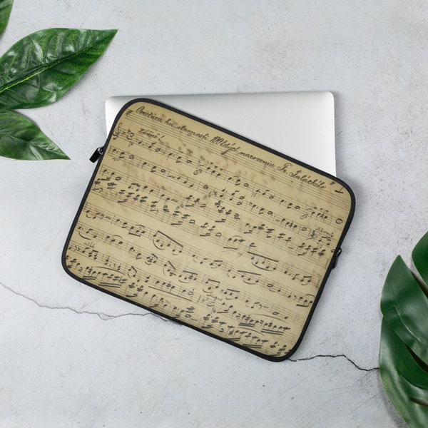 Sheet Music Custom Laptop Sleeve, Custom vintage Classical Music Gift, Sheet Music Art Computer Case, Music Teacher Gift.