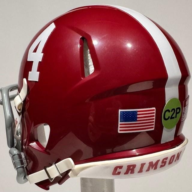 alabama crimson tide motorcycle helmet Jalen Milroe 2024 Alabama Crimson Tide Custom Mini Football Helmet