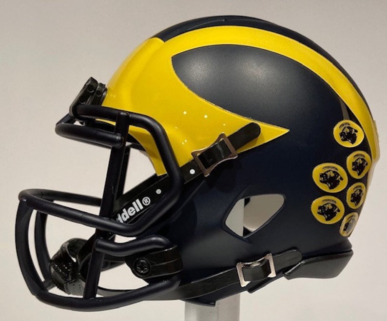 Michigan Wolverines Custom Mini Football Helmet Maize Color Etsy