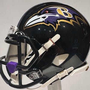 Baltimore Ravens 2024 Lamar Jackson Mini Riddell Football Helmet w/Smoke Visor & 3D Bumpers