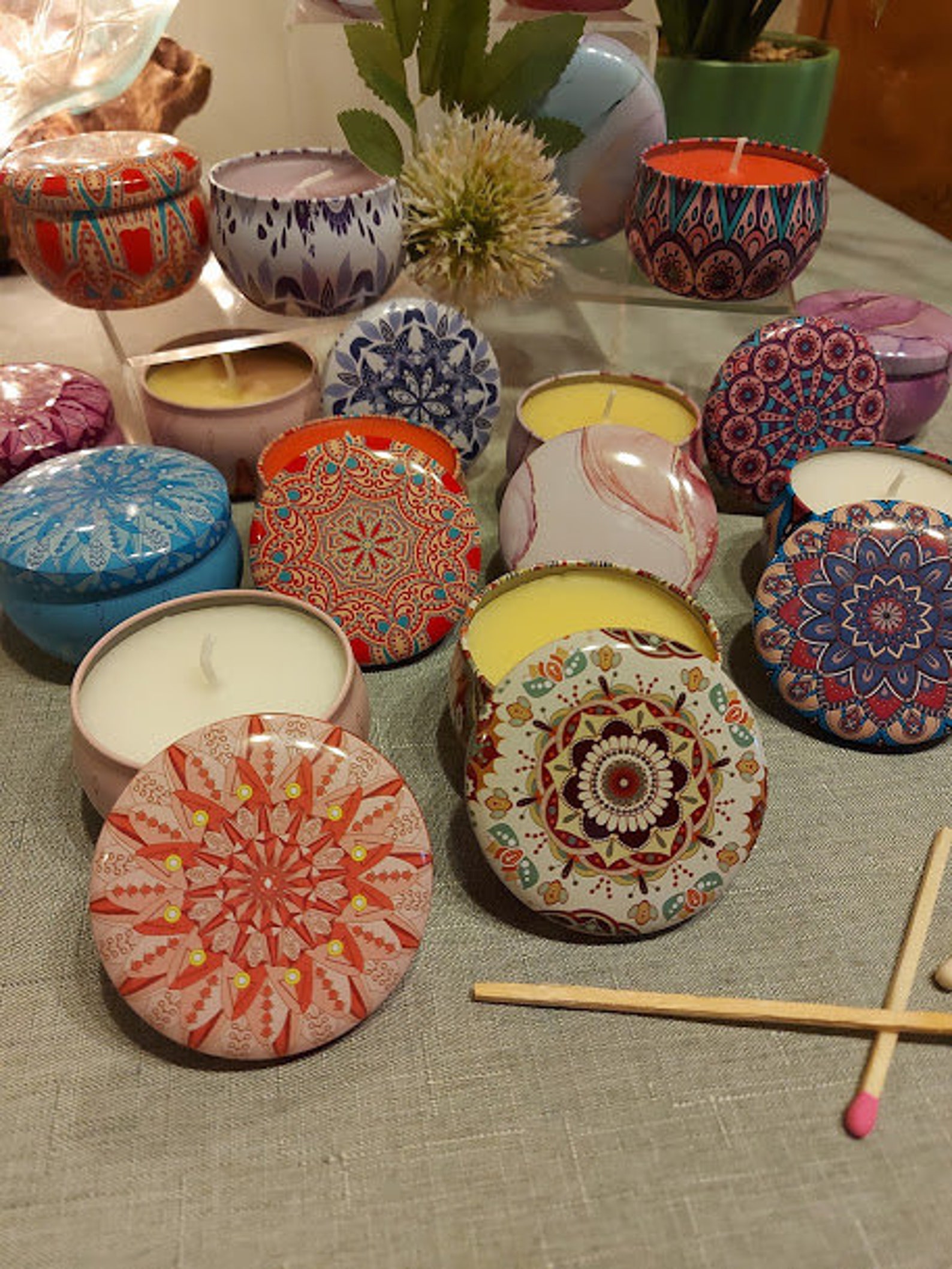 Colourful/Mandala Design Candle Tins 70ml Etsy