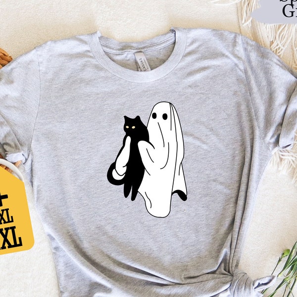 Ghost Holding Black Cat Halloween Shirt, Ghost Cat Halloween Shirt, Funny Halloween Shirt, Halloween Ghost Shirt, Halloween Party Shirt