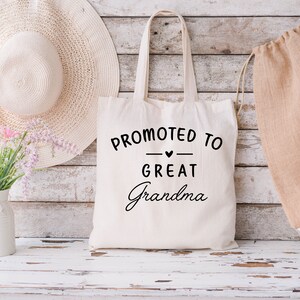 CafePress "Promoted To Grandma" Natural Canvas Tote Bag | Reusable Shopping Bag Gift | Choose Small Or Medium - View #6
