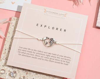 Explorer Bracelet gift | Backpacking goodbye Gift | Leaving Gift | Going travelling adventure jewellery gift