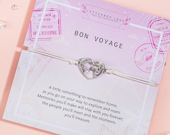 Bon Voyage Bracelet gift | Backpacking goodbye Gift | Leaving Gift | Going travelling adventure jewellery gift | Best Friend Goodbye Gift