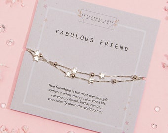 Silver Friendship Bracelet | Best friend Gift | Bestie Birthday Bracelet | Silver Star Friendship Bracelet | Layered Charm Bracelet|