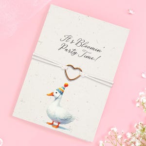 Party Goose Celebration-kaart en -armband | Afstudeercadeau kaart en armband met zaadjes | Milieuvriendelijke kaart en armband voor haar verjaardag