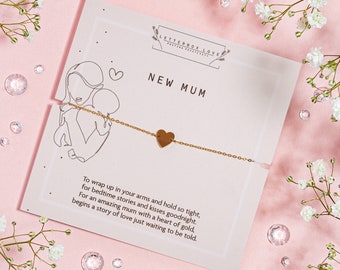 New Mum Gold Heart Bracelet | New Mum Keepsake Jewellery | New Mummy Gift Ideas