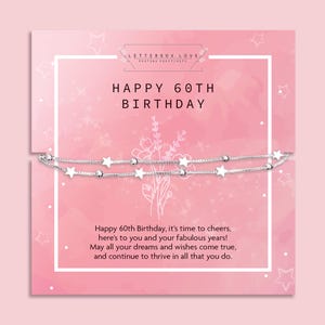 60.Geburtstag Geschenk für sie Freund 60.Geburtstag Geschenk | 60er Jahre Geschenk Ideen | Glitzernden Silber Stern Charm Armband Meilenstein