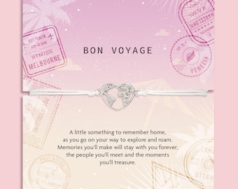 Bon Voyage Herz Globus Armband | Reise-Abenteuer-Geschenk