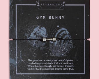Gym Bunny Bracelet | Gym Lover Jewellery | Gift for PT | Dumbbell Bracelet Charm | Body Builder Bracelet Gift | Gym Gift For Her