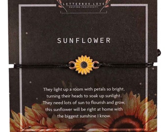 Sunflower Bracelet Gift | Sunflower Jewellery | Pick Me Up Gift For Her | Small Uplifting Thank you Gift Ideas