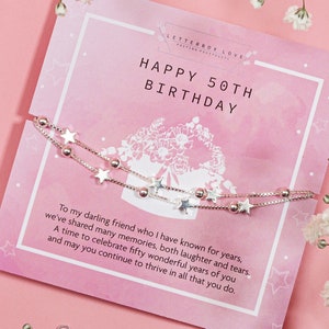50th birthday gift for women | Birthday gifts for friends 50th | Friends 50th Birthday Keepsake | 50th Birthday Bracelet for Best Friend