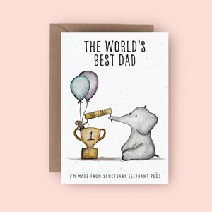 cartão superior do pai do dia dos pais | Feito de cocô de elefante | Melhor pai amigável de Eco Cartão Comemorativo | Cartão Melhor Pai Elefante Poo do Mundo