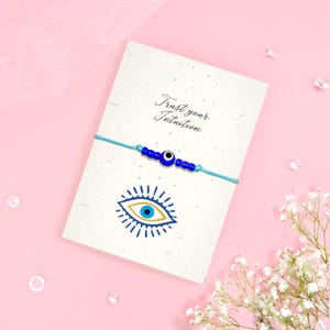 Braccialetto anti-malocchio / Regalo di protezione con carta e braccialetto seminato / Braccialetto con ciondolo protettivo talismano / Carta e braccialetto ecologici