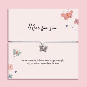 Here For You Bracelet Gift | Thinking of butterfly you | I got you | minimalist jewellery gifts for her | Friendship Bracelet String