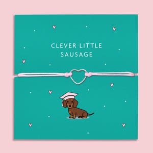 Bracelet astucieux petite saucisse | Cadeau de fin d'études | Bracelet examen réussi | Cadeaux pour chien saucisse | Bijoux de fin d'études | Bracelet chien saucisse