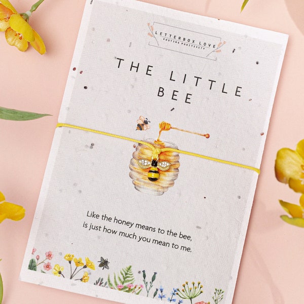 The Little Bee Bracelet | Seeded Card and Bee Gift | Bee Friendly Bracelet | Bee Kind Bracelet | Best Friend Bumble Bee Gift